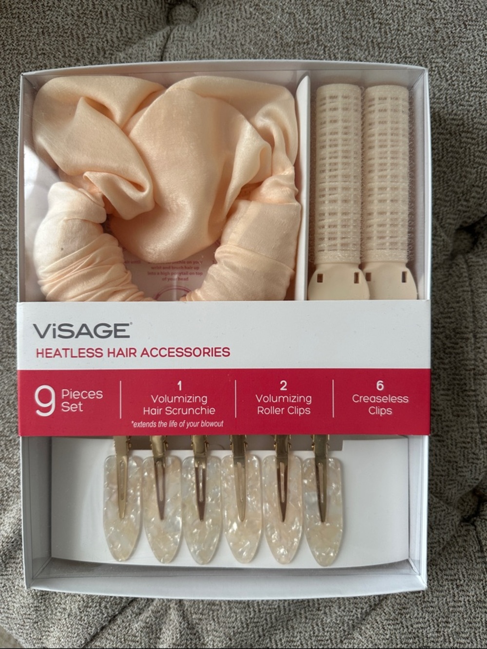 Sage Peach Volumizing Hair Scrunchie & Clip Set